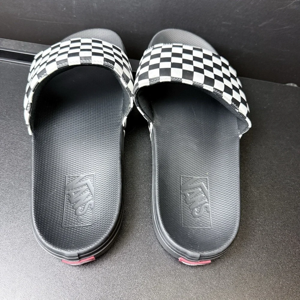 Vans Slides Flip Flops Men's Size 13 La Costa Black White Checkerboard
